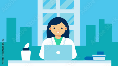 business woman in front of office