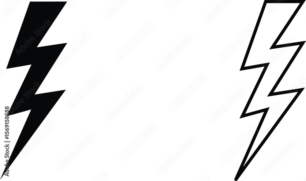 Fotografie Creative design featuring two lightning bolt variations in black and white color