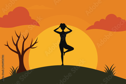 silhouette of a woman in yoga pose
