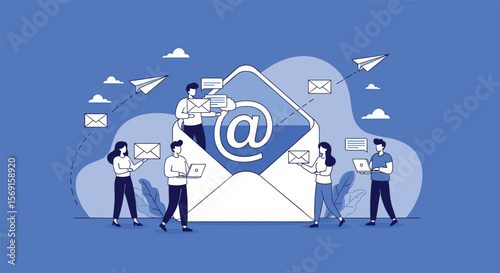 Digital Communication Network Connecting People Worldwide Through Email Messaging Services and Information Exchange