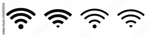 Black Wi Fi Signal Icons on White Background WiFi wireless