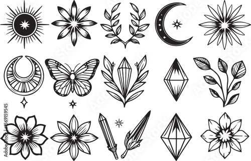 Mystic Boho Celestial Line Art Pack