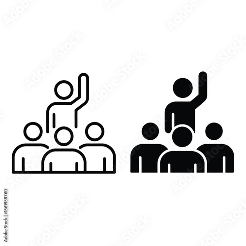 Crowd with Raised Hand Icon Illustration people group