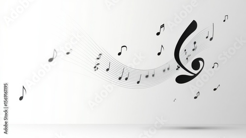 Abstract Music Notes Flowing in a Creative Design Background
