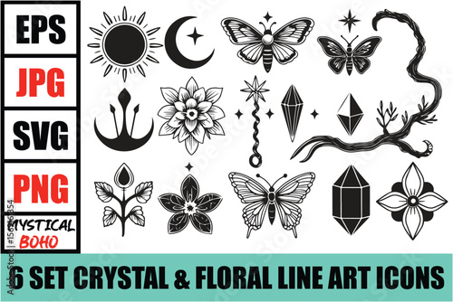 Mystic Boho Celestial Line Art Pack