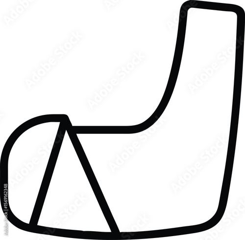 Simple outline icon of a casted arm with a sling