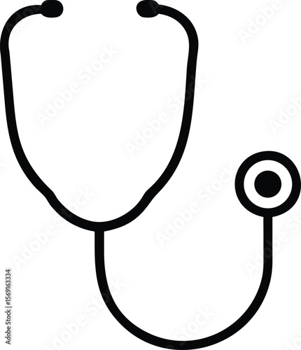 Simple black outline of a stethoscope on a white background medical icon