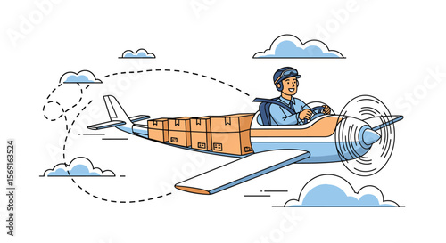 Illustrating the Concept of Fast and Efficient Air Cargo Delivery Services Through Innovative Aviation Technology