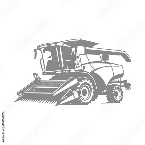 Illustration of a Combine Harvester Agricultural Machine