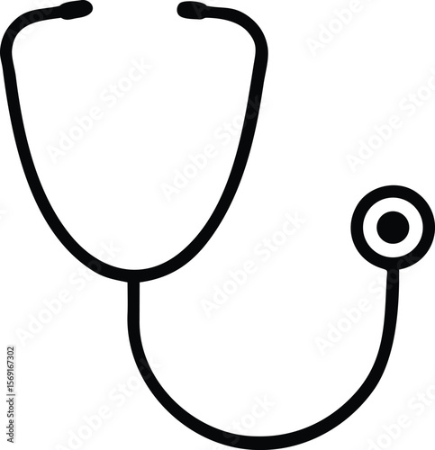 Simple black stethoscope icon on a white background for medical concepts