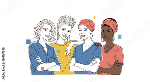 Celebrating Diverse Women Together A Powerful Image of Unity and Strength Advocating for Equality