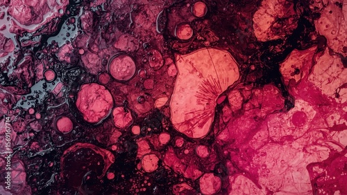 Texture of red black abstract bubbles paint art close-up colorful vivi