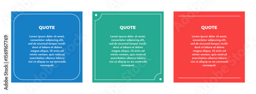 Social media post template design quotes, blank speech bubbles, text boxes. Vector illustration