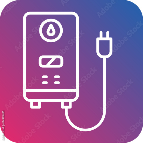 Water Heater Line Icon Style