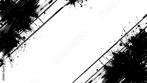 Abstract watercolor background, black stripes on transparent background