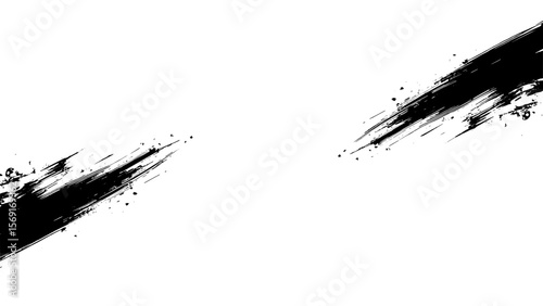 Abstract watercolor background, black stripes on transparent background
