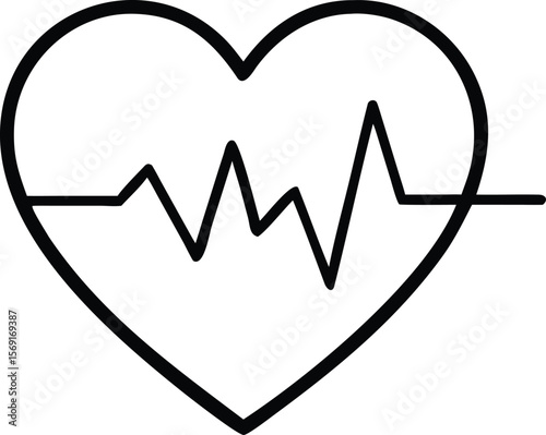 Heartbeat line graphic inside a heart shape outline symbolizing health and life