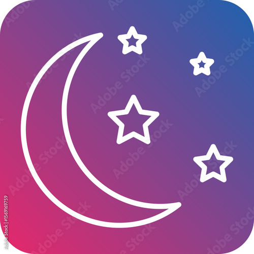 Crescent Moon Line Icon Style