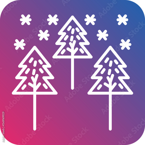 Snow Forest Line Icon Style