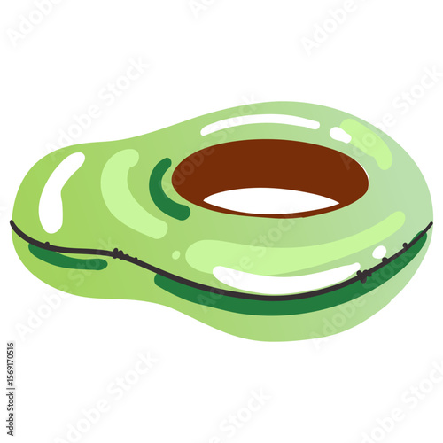 Cartoon inflatable toy. Colorful swimming avocado fruit ring or mattress, rubber water summer pool funny swimming accessory, vector flat isolated gradient element