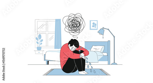Illustrating the Emotional Turmoil and Mental Struggle of a Person Feeling Overwhelmed and Anxious