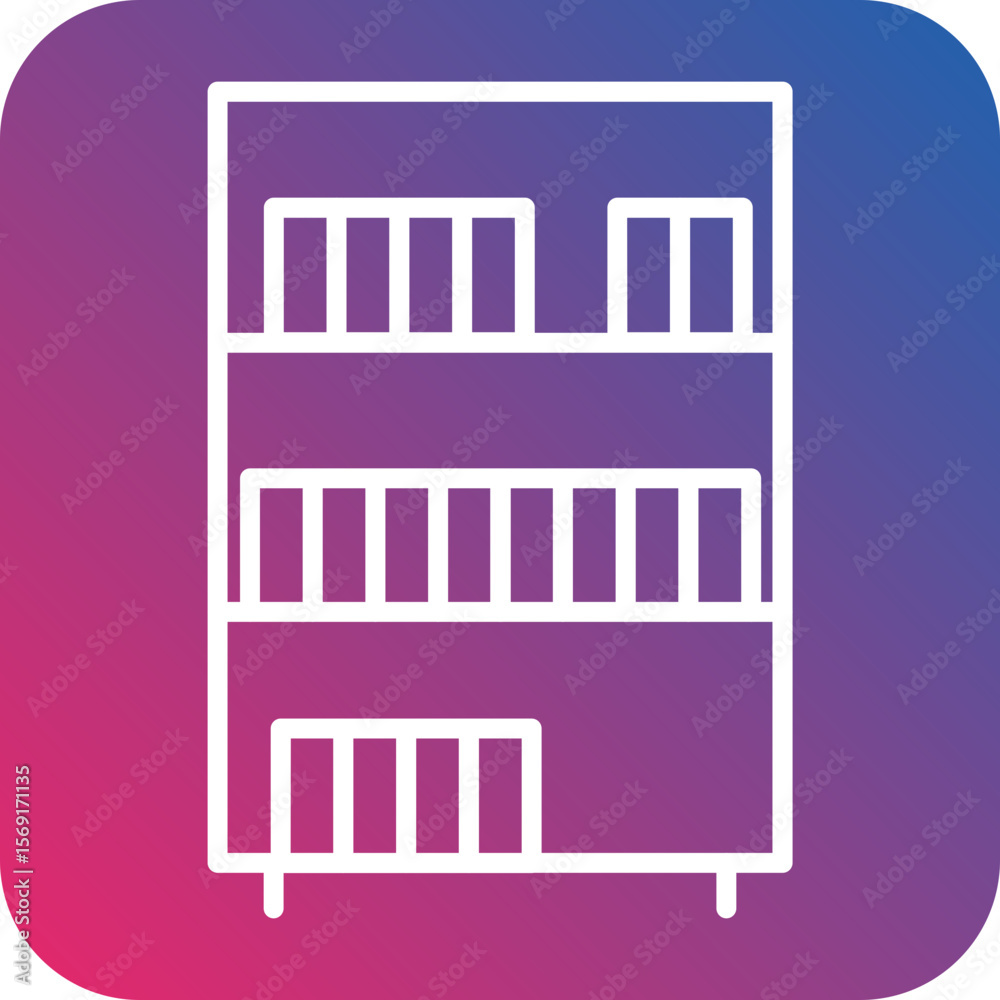 Bookcase Line Icon Style Bookcase Line Icon Style