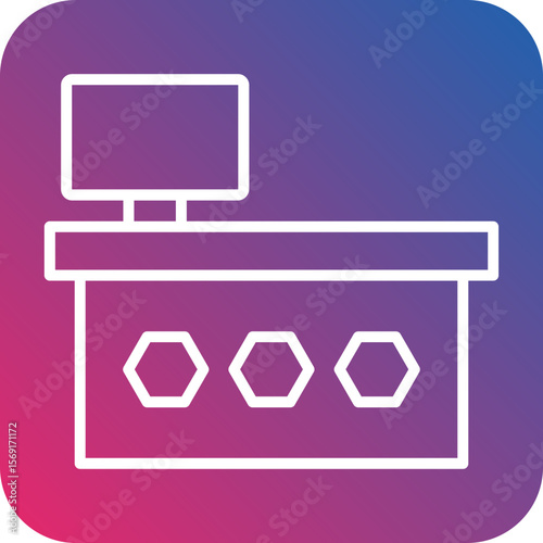 Counter Desk Line Icon Style