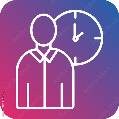 Working Hours Line Icon Style