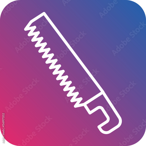 Hand Saw Line Icon Style