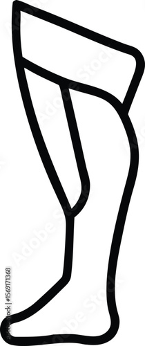 Stylized black outline of a human leg wearing a compression stocking up to the knee