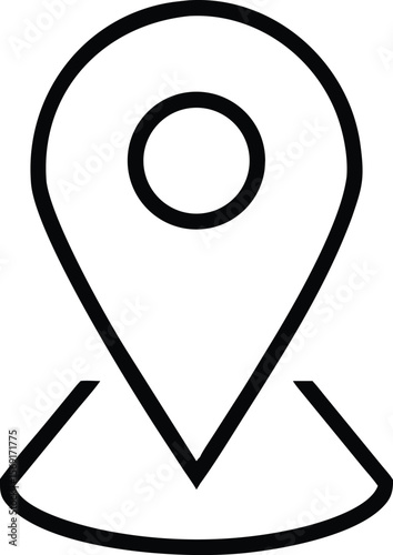 Simple black outline of a location pin marker icon on a white background