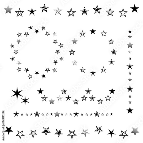 星のフレーム　リース　ラインデコレーションのセット　ベクターイラスト