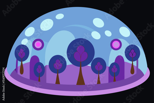 Abstract blue background with an umbrella protecting from autumn rain, a perfect vector illustration of nature's seasonal design
