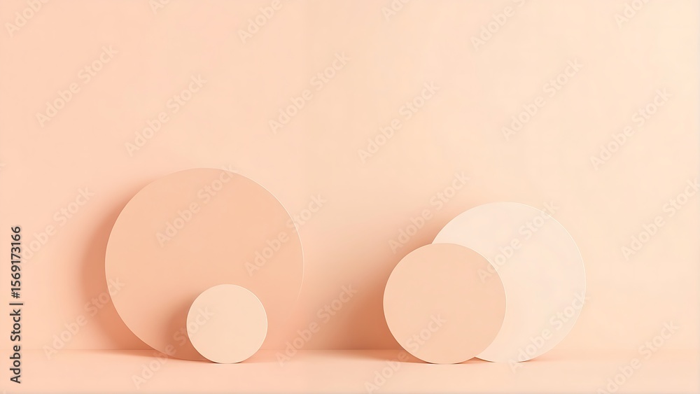 Fototapeta premium Minimalist peach circles on a soft peach background product display
