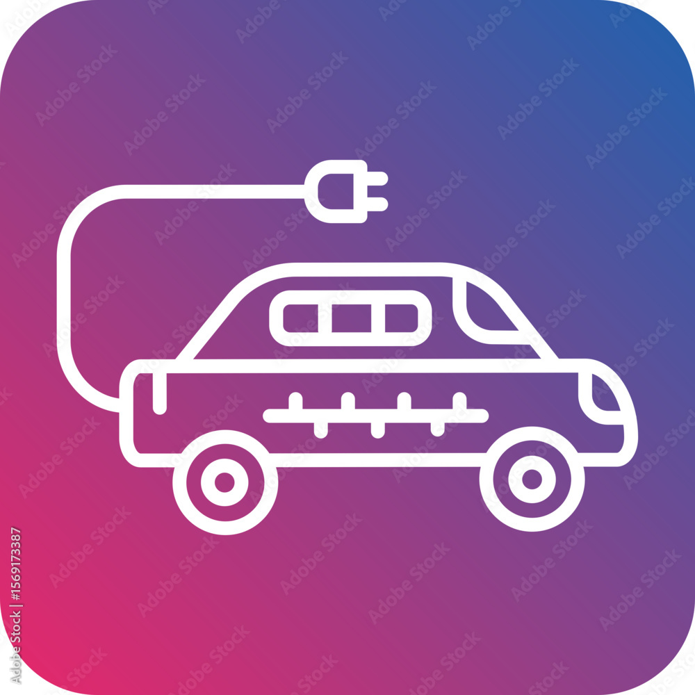 Electric Car Line Icon Style Electric Car Line Icon Style