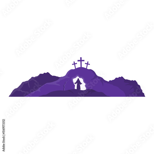 Easter sunday silhouette landscape