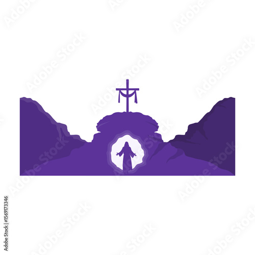 Easter sunday silhouette landscape