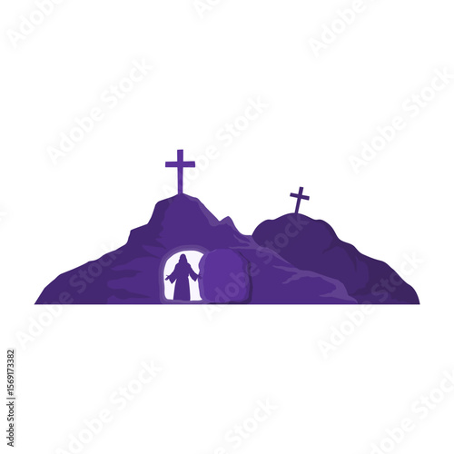 Easter sunday silhouette landscape