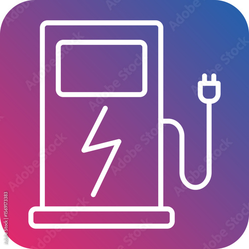 Electric Station Line Icon Style