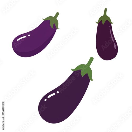 Charming eggplants arrangement suitable for culinary-themed designs, recipe sites, and nutrition-focused presentations with a fresh vibe.