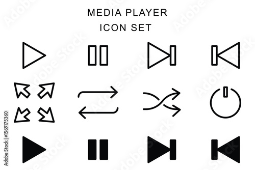 Media player music icon set