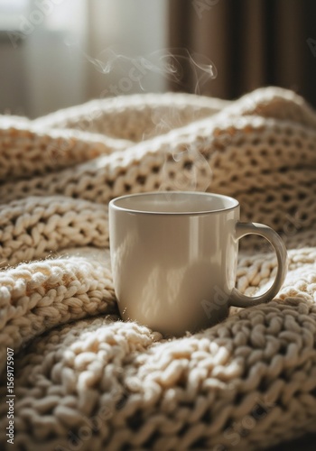 따스한 햇살 가득한 아늑한 겨울 오후 따뜻한 차 한 잔의 포근함
