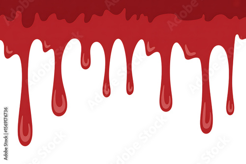 Red liquid dripping down isolated on transparent background