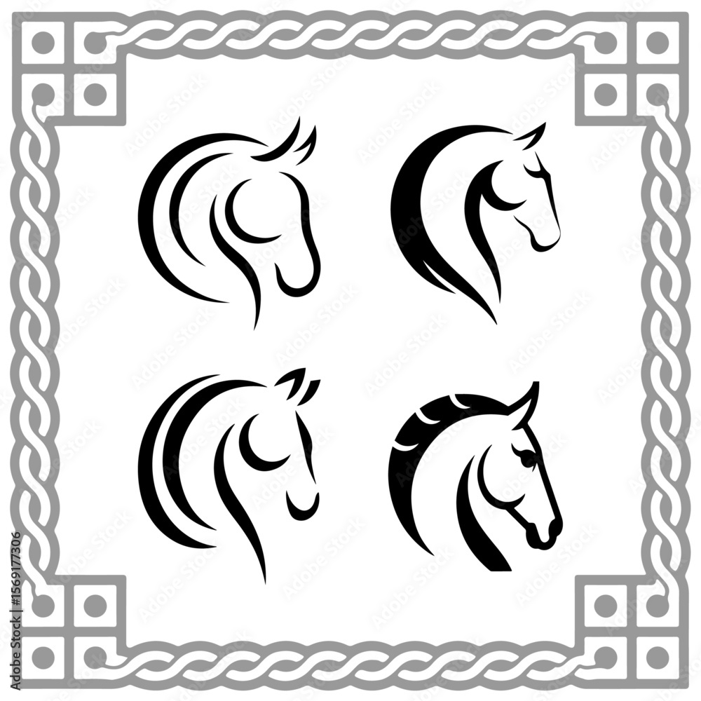 Obraz premium Horse head logo and icon silhouette vector