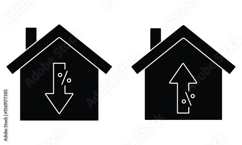 Mortgage rate icon vector. House icon vector, real estate icon, Property value symbol. Mortgage symbol for web, mobile apps, design. Vector illustration.