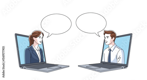 Online Communication Between Business Professionals Via Laptop Video Calls for Collaborative Projects and Remote Work Discussions