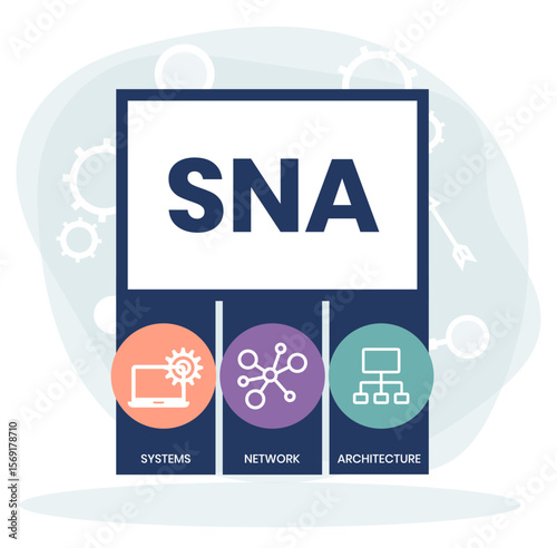 SNA - Systems Network Architecture acronym. business concept background. vector illustration concept with keywords and icons. lettering illustration with icons for web banner, flyer