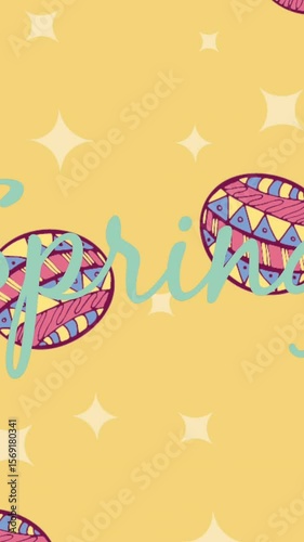 Animation of easter eggs and spring text