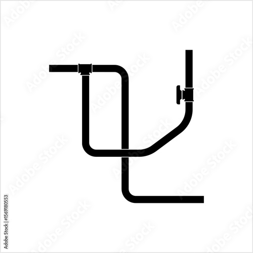 Pipe Icon, Plumbing Work, Gas,, Air, Water, Oil, Liquid Pipeline