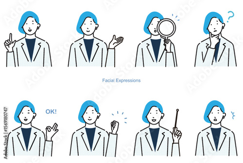 Business Person - Woman Abutter Set - Stylish Icon Set Simple Vector Materialビジネスパーソンー案内の女性アバターセットーオシャレアイコンセットシンプルベクター素材